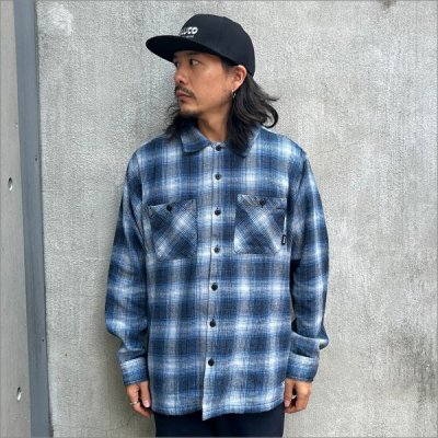 画像2: 【送料無料】BLUCO ブルコ OMBRE CHECK FLANNEL SHIRTS BLUE