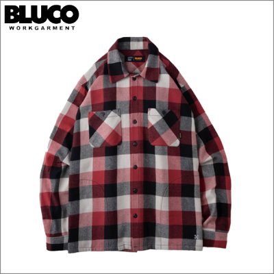 画像1: 【送料無料】BLUCO ブルコ BUFFALO CHECK FLANNEL SHIRTS RED