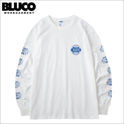 画像1: BLUCO ブルコ PRINT L/S TEE -Oil- WHITE