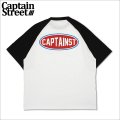 CAPTAIN STREET Oval Logo ラグランTシャツ BLACK/WHITE キャプテンストリート