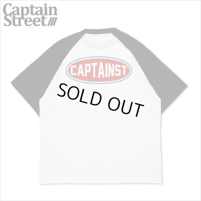 画像1: CAPTAIN STREET Oval Logo ラグランTシャツ BLACK/WHITE キャプテンストリート