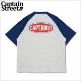 CAPTAIN STREET Oval Logo ラグランTシャツ BLUE/ASH キャプテンストリート