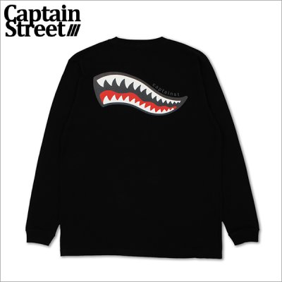 画像1: CAPTAIN STREET Shark Mouth L/S Tシャツ BLACK キャプテンストリート