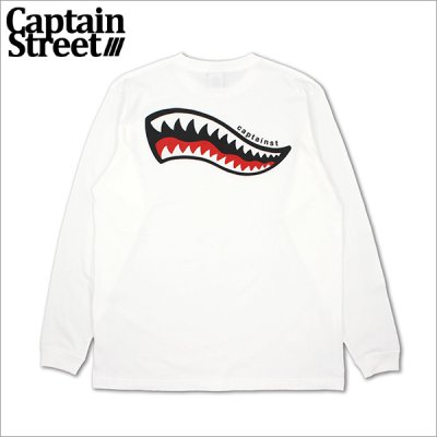 画像1: CAPTAIN STREET Shark Mouth L/S Tシャツ WHITE キャプテンストリート