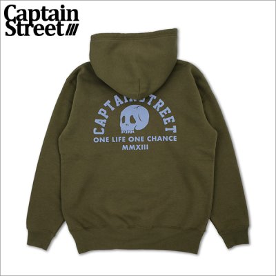 画像1: 【送料無料】CAPTAIN STREET Skull Head P/Oパーカー OLIVE キャプテンストリート