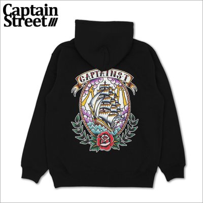 画像1: 【送料無料】CAPTAIN STREET Ship P/Oパーカー BLACK キャプテンストリート