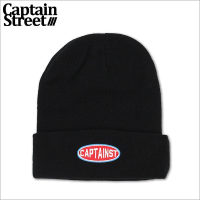 画像1: CAPTAIN STREET Oval Logo ニットキャップ BLACK キャプテンストリート