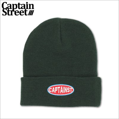 画像1: CAPTAIN STREET Oval Logo ニットキャップ GREEN キャプテンストリート