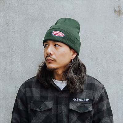 画像2: CAPTAIN STREET Oval Logo ニットキャップ GREEN キャプテンストリート