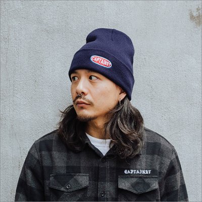 画像2: CAPTAIN STREET Oval Logo ニットキャップ NAVY キャプテンストリート