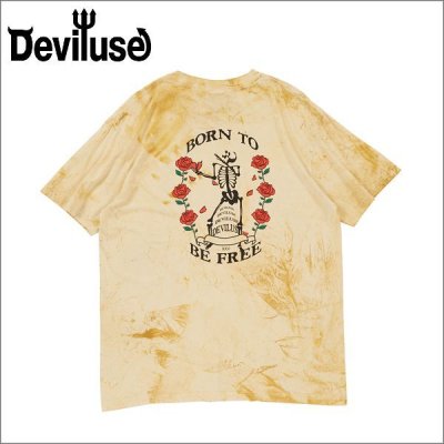 画像1: Deviluse デビルユース Born to Be Free Tシャツ YELLOW TIEDYE