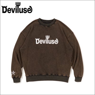 画像1: 【送料無料】Deviluse デビルユース Logo クルーネックスウェット BLACK