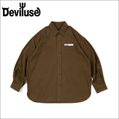 画像1: 【送料無料】Deviluse デビルユース Work L/Sシャツ OLIVE