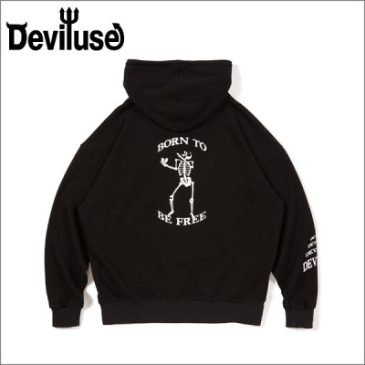 画像1: 【送料無料】Deviluse デビルユース Bone to be free P/Oパーカー BLACK