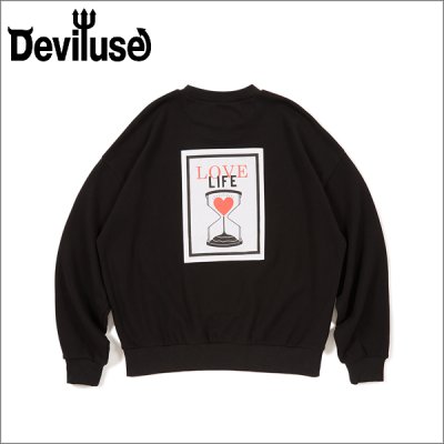 画像1: 【送料無料】Deviluse デビルユース Love Life クルーネックスウェット BLACK