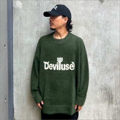 画像2: 【送料無料】Deviluse デビルユース Mohair Logo Knit OLIVE