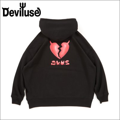 画像1: 【送料無料】Deviluse デビルユース Plump Heart P/Oパーカー BLACK