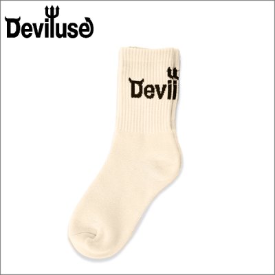 画像1: Deviluse デビルユース Logo Socks NATURAL