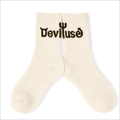 画像2: Deviluse デビルユース Logo Socks NATURAL