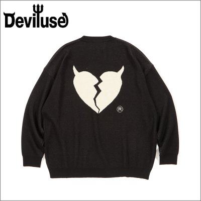 画像1: 【送料無料】Deviluse デビルユース Heartaches Knit Crewneck BLACK