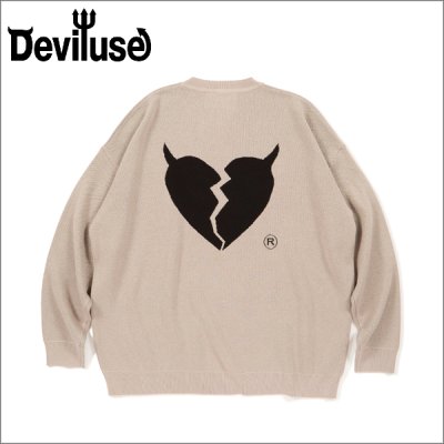 画像1: 【送料無料】Deviluse デビルユース Heartaches Knit Crewneck OATMEAL