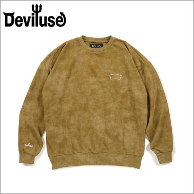 画像1: 【送料無料】Deviluse デビルユース Blank Logo クルーネックスウェット OLIVE