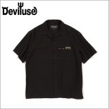 【送料無料】Deviluse デビルユース Leopard Open Collar S/Sシャツ BLACK