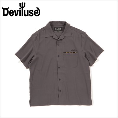 画像1: 【送料無料】Deviluse デビルユース Leopard Open Collar S/Sシャツ SILVER