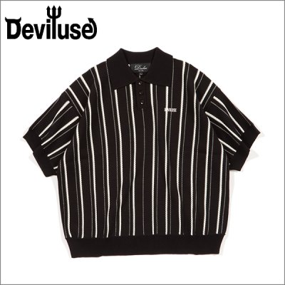 画像1: 【送料無料】Deviluse デビルユース Stripe Polo BLACK