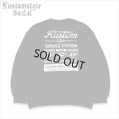 画像1: 【送料無料】KustomStyle カスタムスタイル GAS STATION クルーネックスウェット BLACK