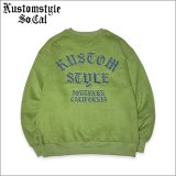 【送料無料】KustomStyle カスタムスタイル SHADES クルーネックスウェット LIGHT OLIVE