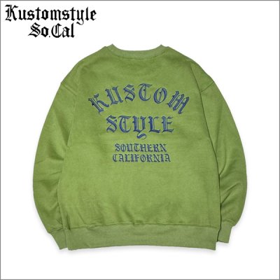 画像1: 【送料無料】KustomStyle カスタムスタイル SHADES クルーネックスウェット LIGHT OLIVE