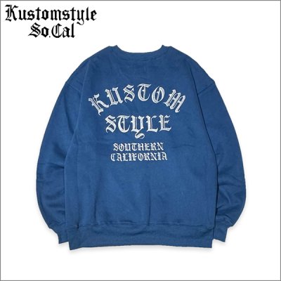 画像1: 【送料無料】KustomStyle カスタムスタイル SHADES クルーネックスウェット BLUE