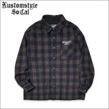 【送料無料】KustomStyle カスタムスタイル SUPREME QUALITY '24 CHECK L/Sシャツ BLACK/WINE RED