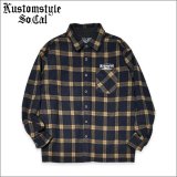 【送料無料】KustomStyle カスタムスタイル SUPREME QUALITY '24 CHECK L/Sシャツ BLACK/TAN