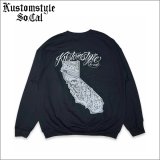 【送料無料】KustomStyle カスタムスタイル CALI MAP クルーネックスウェット BLACK