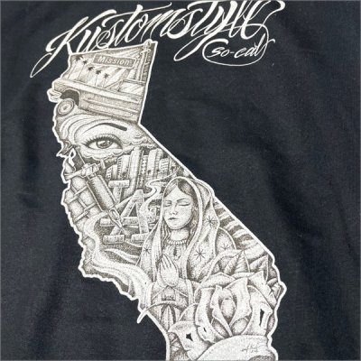 画像4: 【送料無料】KustomStyle カスタムスタイル CALI MAP クルーネックスウェット BLACK