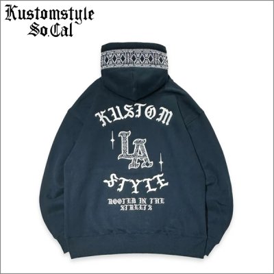 画像1: 【送料無料】KustomStyle カスタムスタイル LA BANDANA プルオーバーパーカー DARK NAVY