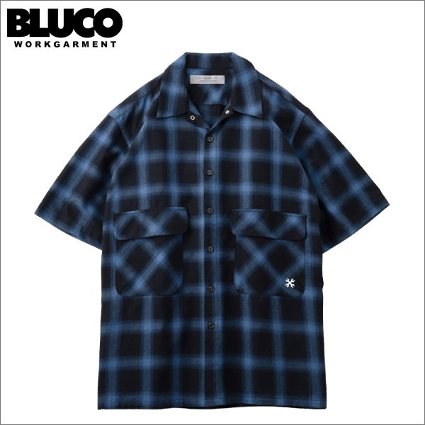 画像1: 【送料無料】BLUCO ブルコ OMBRE BIG POCKET WORK SHIRT S/S NAVY (1)