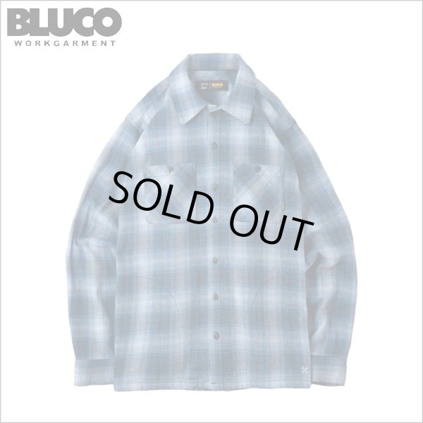 画像1: 【送料無料】BLUCO ブルコ OMBRE CHECK FLANNEL SHIRTS BLUE (1)