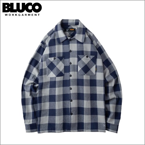 画像1: 【送料無料】BLUCO ブルコ BUFFALO CHECK FLANNEL SHIRTS NAVY (1)