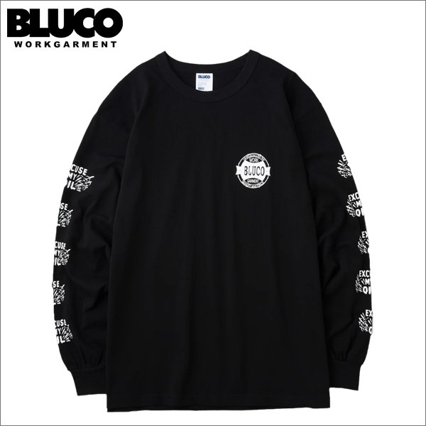 画像1: BLUCO ブルコ PRINT L/S TEE -Oil- BLACK (1)