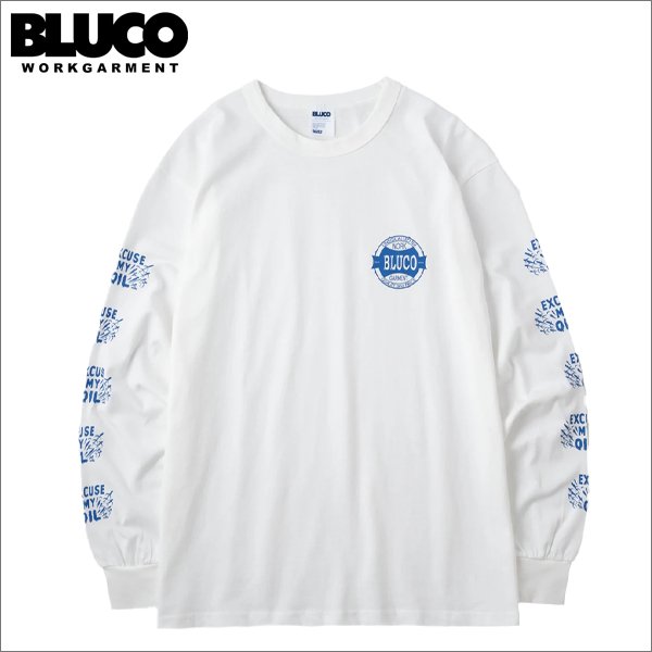 画像1: BLUCO ブルコ PRINT L/S TEE -Oil- WHITE (1)