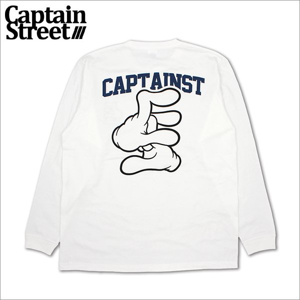 画像1: CAPTAIN STREET Hand Sign L/S Tシャツ WHITE キャプテンストリート (1)