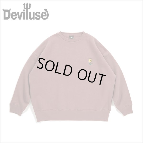 画像1: 【20％OFF】【送料無料】Deviluse デビルユース Prickly Flower クルーネックスウェット BURGUNDY (1)