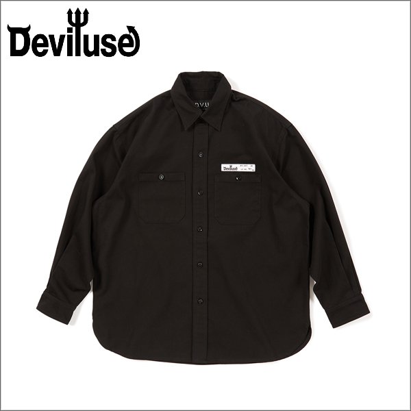 画像1: 【送料無料】Deviluse デビルユース Work L/Sシャツ BLACK (1)