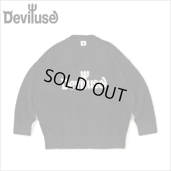 画像1: 【送料無料】Deviluse デビルユース Mohair Logo Knit BLACK (1)