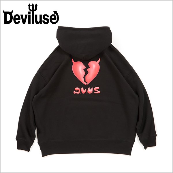 画像1: 【送料無料】Deviluse デビルユース Plump Heart P/Oパーカー BLACK (1)