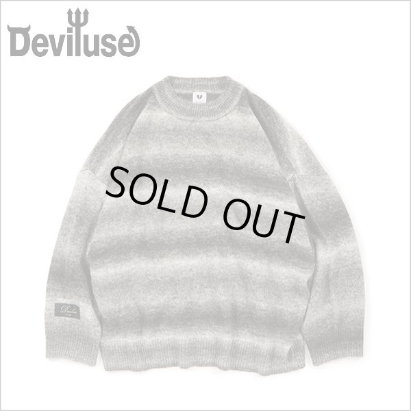 画像1: 【送料無料】Deviluse デビルユース Border Knit Crewneck BLACK (1)