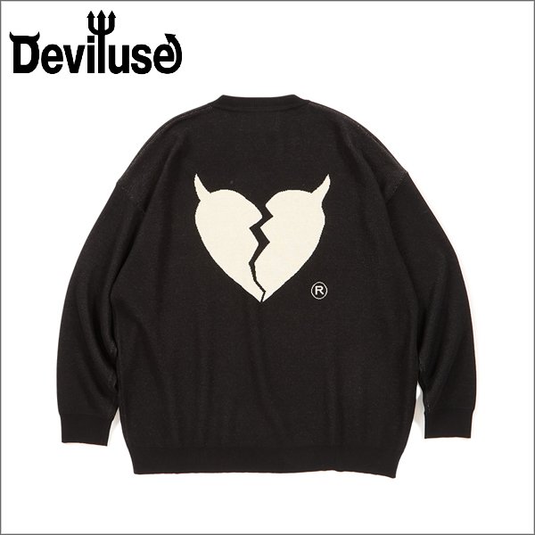 画像1: 【送料無料】Deviluse デビルユース Heartaches Knit Crewneck BLACK (1)